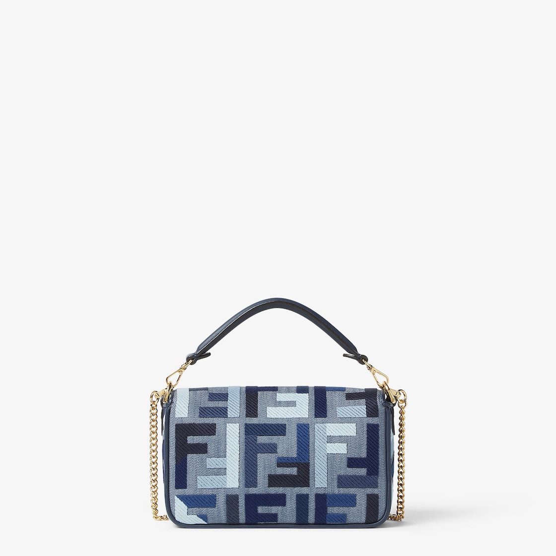 FENDI Baguette® Mini Blue canvas bag with FF embroidery - Image 2